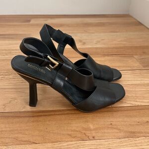 Michael Michael Kors Cleo Black Leather Slingback Sandals sz 8.5
